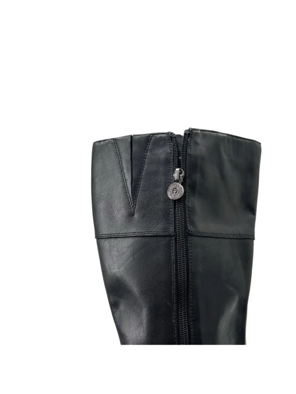 Etienne Aigner Womans Leather Boots Sz 9 Medium Knee High Boots Full Zip Side